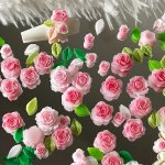 30PCS Mixed Ink Roses & Camellias Nail Art Charms With Green Leaves Glow-in-the-dark Resin Nail Accessories Kit For Manicure Dec