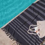 Summer Striped Towelling Fouta Steel Grey