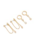 Goldair Gold Plated Cubic Zirconia Drop & Chain Earrings 2-PACK
