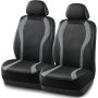 Pic Auto Leather Car Seat Covers Premium Automotive Waterproof Two Front Bucket Seat Protectors Black And Gray Pvc Patchwork Fits Cars Trucks Van