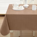 Newbridge Basketweave Vinyl Flannel Backed Tablecloth 52 X 52 Inch Square Taupe Basket Weave Textured Indoor Outdoor Waterproof