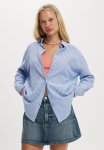 Cotton On Haven Long Sleeve Shirt - Blue Stripe Texture