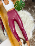 Vegan Leather Leggings - Cherry - Medium