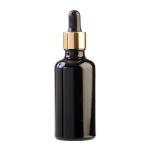 50ML Black Glass Aromatherapy Bottle With Pipette - Black & Gold Collar 18 89