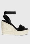 Calvin Klein Espadrille Leather Wedge - Black