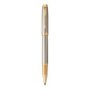 Im Premium Fine Nib Rollerball Pen Warm Silver With Gold Trim Black Ink - Presented In A Gift Box