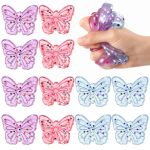 Meooeck 12 Pcs Butterfly Squeeze Fidget Stress Balls For Adults Glitter Squeeze Butterfly For Stress Relief Cute Soft Sticky Bal