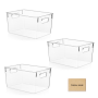 HOME-3PCS Clear Plastic Organizer Storage Bins Medium/large Organizer