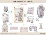 Cot Duvet Bedding Pink And Grey Floral Bunny Set