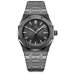 Platinum-gun Steel Quartz Waterproof Luxury Men's Watch - Black