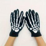 Halloween Skeleton Head Print Gloves Short Non-slip Funny Gloves Personalized Cosplay Horror Skull Claw Gloves