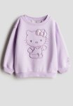 Motif-detail Sweatshirt - Light Purple Hello Kitty