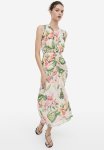 Patterned Chiffon Dress - Light Beige Floral