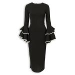 Black & Ivory Contrast Sleeve Bodycon Dress