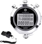Stopwatch Timer Digital Stop Watch With 0.01SECOND Timing Metal 10 Lap Memory Rolilink Large Dispaly Alarm Clock For Coach Sport
