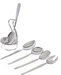 5 Piece Serving Spoon Set + Spoon Rest Stainless Steel Serving Spoon Set