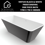 Virtuo Black & White Square Freestanding One Piece Bath - 1700 X 750 X 580MM