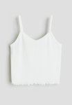 Ribbed Jersey Strappy Top - White