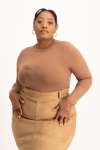 Lucy Long Sleeve Bodysuit - Mocha - 2XL
