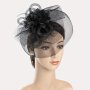 1PC Women Hair Accessories Mesh Flower Faux Feather Mesh Veil For Birthday Jockey Club Wedding Derbyhat Church Hat Accessories