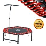 Red Rebounder Hex MINI Trampoline Spring Free With Adjustable Handle