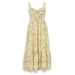 Yellow Floral Corset Tiered Dress