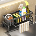 Versatile Kitchen & Bathroom Organizer Set - Durable Faucet Sponge And Dishcloth Holder With Drain Rack Perfect For Home Storage
