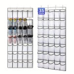 1PC Over-the-door Shoe Organizer With 35 Large Pockets Hanging Canvas Storage Bag For Shoes Toys & Miscellaneous Includes 4 Meta
