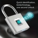 1PC Quick Fingerprint Recognition Smart Padlock Keyless USB Rechargeable Metal Anti-theft Lock Portable Biometric Security For S