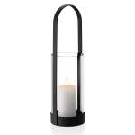 Lantern: Glass Candle Holder In Black Steel Frame Nero M 43CM