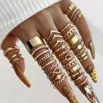30PCS Elegant Stacking Rings Trendy Infinity Chain Knot Design Inlaid Rhinestone Golden Or Silvery Make Your Call Match Dail