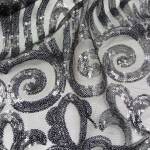 Tulle Black Spangle Abstract PK1320 PT1524