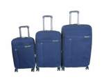 Smte Blue Star 3-PIECE Navy Fabric Trolley Luggage Set With Spinner Wheels With Keychain