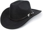Western Cowboy Hat For Men Women Classic Roll Up Fedora Hat With Buckle Belt Size:s-m