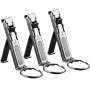 3 Pcs Stainless Steel Folding Nail Clippers With Keychain Silver