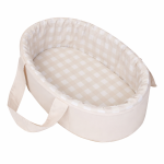 Newborn Carry Cot Gingham Big Beige Check Print Portable Baby Bassinet