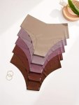 5PCS Solid Seamless Briefs Comfy Breathable Stretchy Intimates Panties Women's Lingerie & Underwear