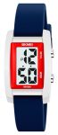 Gosasa Fashion Women's Men's Digital Watch Unisex Big Numbers Dial Rectangular Face Waterproof Silicone Strap LED Watches Blue
