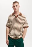 Cotton On Resort Short Sleeve Polo - Brown Stripe