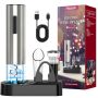 Electric Wine Opener Automatic Wine Bottle Opener Rechargeable Cordless Electric Corkscrew Wine Opener Gift Set With Wine Stopper Foil Cutter Wine A