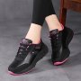 Women's Solid Color Casual Sneakers Lace Up Lightweight Soft Sole Walking Shoes Low-top Stylish Sporty Trainers