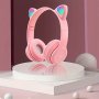 Cute Headset Gaming Running Earbuds Wireless Over Ear Hook Headphone Ear Muffs.light Emitting Wireless Headphones Colorful LED Lights Comfort Over Ear Foldable Headset With