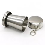 Stainless Steel Collapsible Cup - 75ML Reusable Travel Tumbler With Keychain For Camping & Hiking - Recyclable Multipurpose Hand