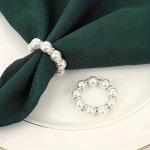12PCS Elegant Imitation Pearl Napkin Rings - Elastic Stretchable Design For Weddings Parties & Dining Decor