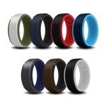 1PC Men's Fashion Two-color Band Silicone Ring Suitable For Outdoor Activities And Weddings 8MM Width 2MM Thickness