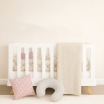 Cot Bedding Set Other Check Pink And Beige Simple