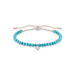 Bracelet Turquoise Pearls With White Stone - 20CM Adjustable