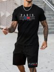 Men's 100% Cotton Paris Graphic Print T-Shirt Casual Short Sleeve Crew Neck Tee Men's Clothing For Summer Outdoor