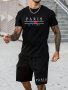 Men's 100% Cotton Paris Graphic Print T-shirt Casual Short Sleeve Crew Neck Tee Men's Clothing For Summer Outdoor