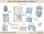 Cot Duvet Bedding Simple Grey Blue Monochrome Ellie Elephant Set